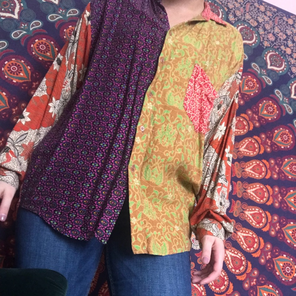 Vintage Mixed Print Blouse